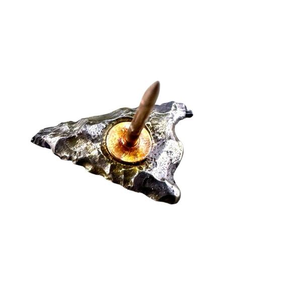 Vintage Sterling Silver Arrowhead Lapel Pin Tie Tack Brutalist Southwestern 925 - Picture 3 of 4